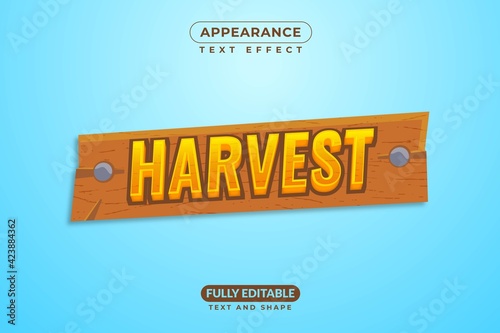 Editable Vector Text Effect Harvest Sign Village Wooden Billboard For Branding, Mockup, Social Media Banner, Cover, Book, Games, Title