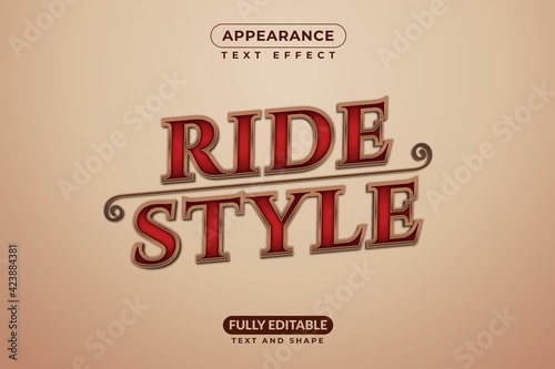 Editable Vector Text Effect Ride Style Oldies Classic Retro Red For Branding, Mockup, Social Media Banner, Cover, Book, Games, Title