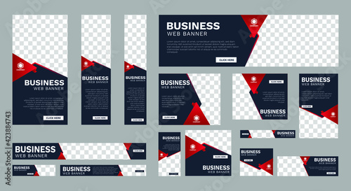 Set of business web banners of standard size with a place for photos. Vertical, horizontal and square template. vector illustration EPS 10 © ahmad