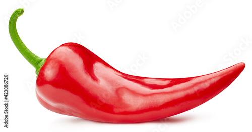 Foto Ripe red hot chili peppers vegetable isolated