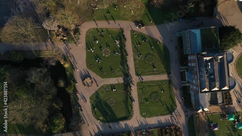 HIGH ANGLE TOP DOWN SHOT OF WALTHAMSTOW PARK IN WINTER. photo