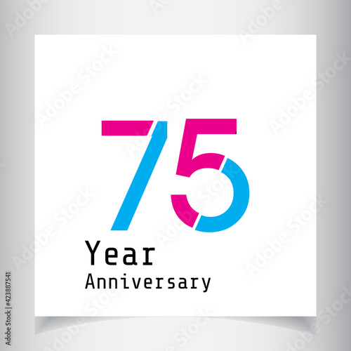 75 Year Anniversary Celebration Color Vector Template Design Illustration