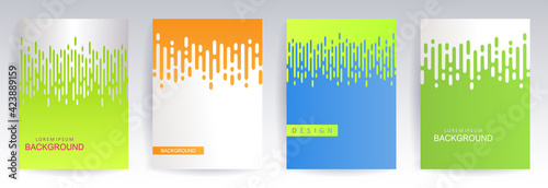 Abstract illustration with vertical rounded halftone transition lines, set