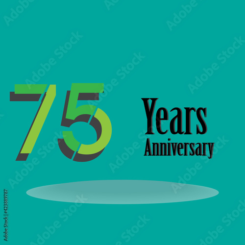 75 Year Anniversary Celebration Green Color Vector Template Design Illustration