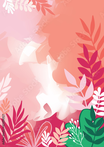 flower background for design. Vector design templates in simple modern style with copy space for text, flowers and leaves - wedding invitation backgrounds and frames, social media stories wallpapers.