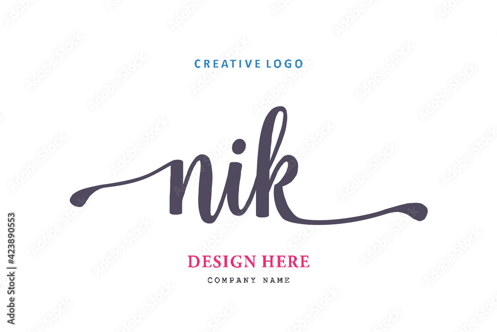 NIK lettering logo is simple, easy to understand and authoritative - obrazy, fototapety, plakaty 
