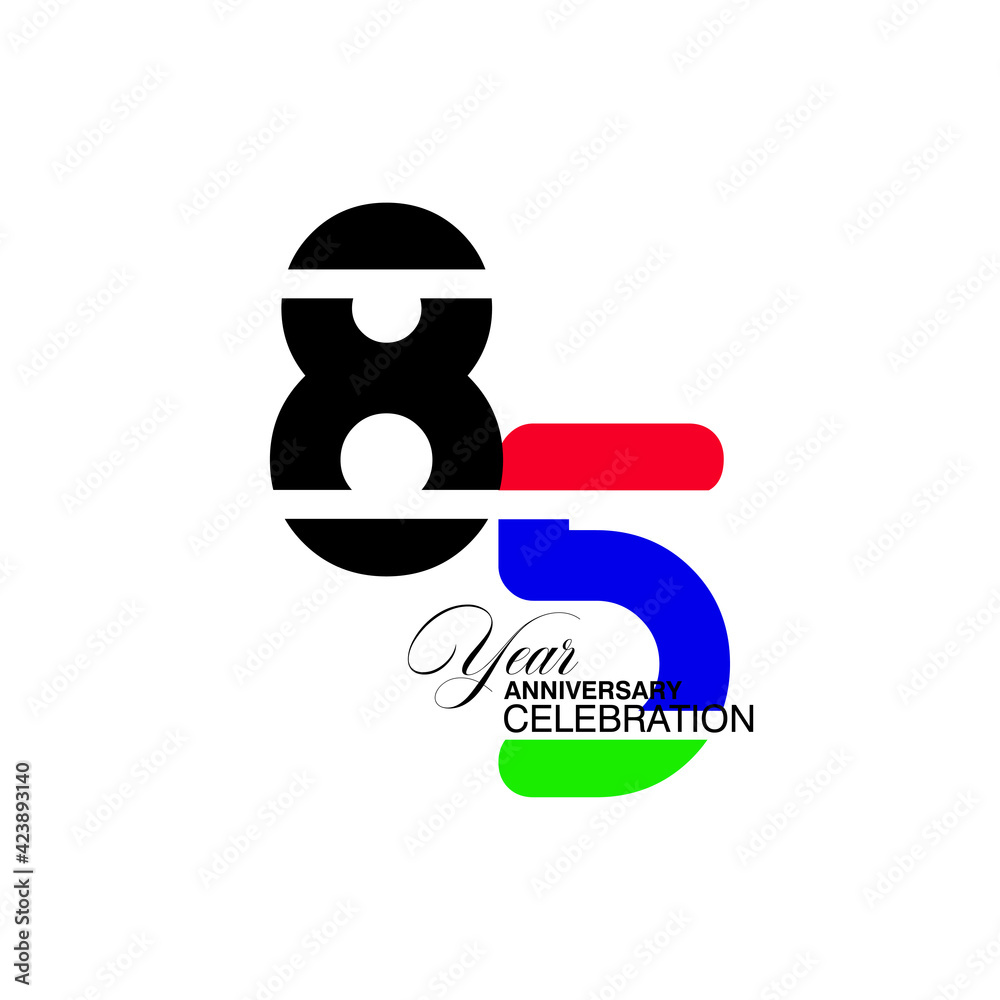 Naklejka premium 85 Year Anniversary Celebration Blue Color Vector Template Design Illustration