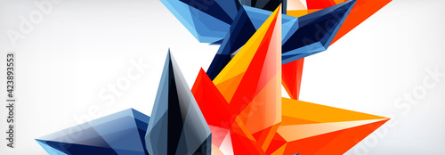 Vector 3d triangles and pyramids abstract background for business or technology presentations, internet posters or web brochure covers