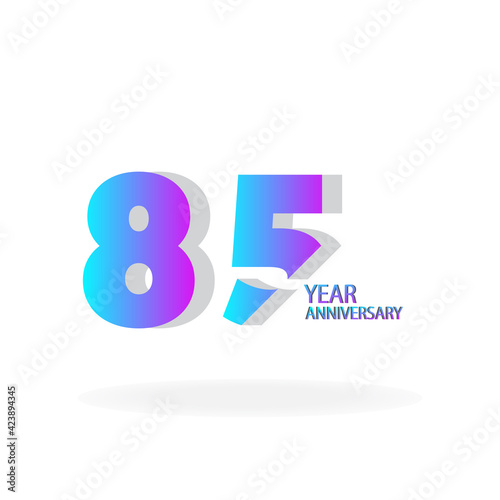 85 Year Anniversary Celebration Color Vector Template Design Illustration
