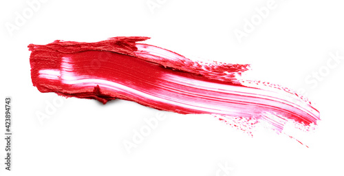 Red lipstick stroke isolated on white background