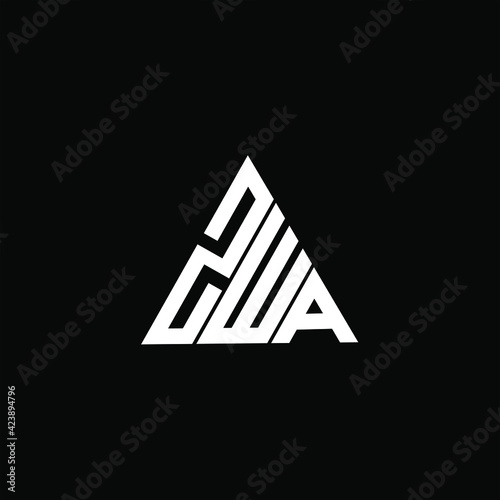 Z W A letter logo creative design on black color background. ZWA icon photo