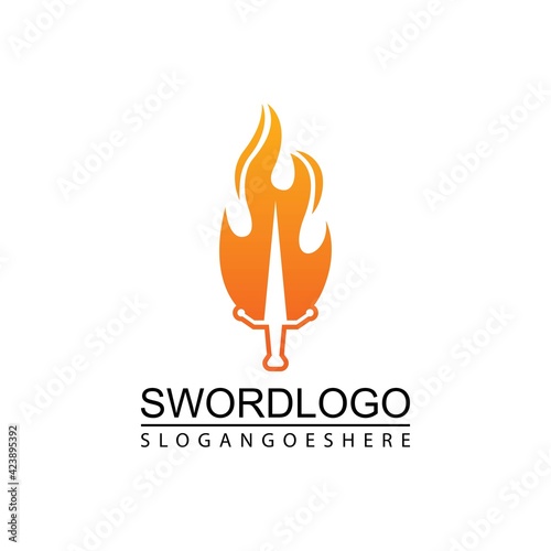 Sword Fire Logo Vector Template Design