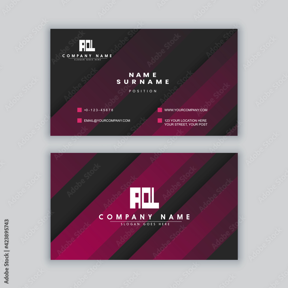 Fototapeta premium Elegant minimal black business card template