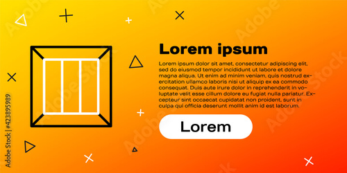 Line Wooden box icon isolated on yellow background. Colorful outline concept. Vector Illustration