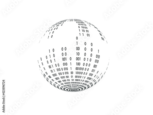 Big data futuristic design . Digital visualization . Particles stream . Binary background . Technology information concept. Flow lines . Vector sphere .