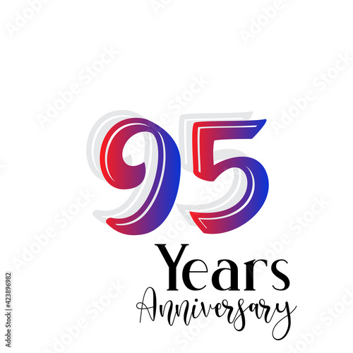 95 Year Anniversary Celebration Rainbow Color Vector Template Design Illustration