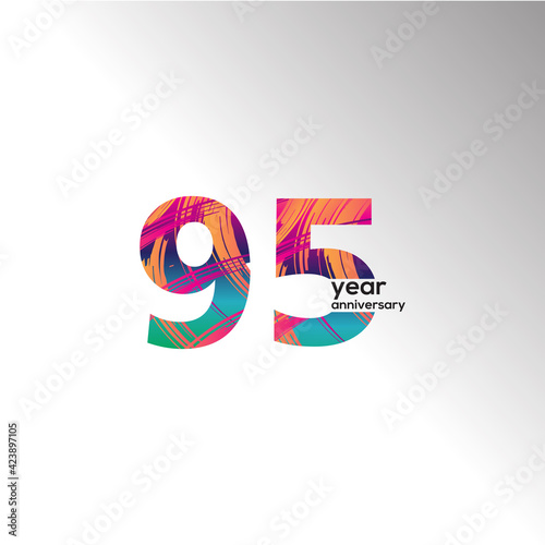 95 Year Anniversary Celebration Rainbow Color Vector Template Design Illustration