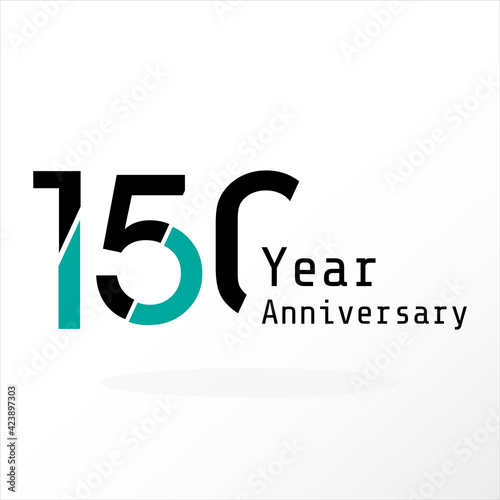150 Year Anniversary Celebration Blue Color Vector Template Design Illustration