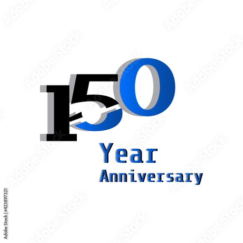 150 Year Anniversary Celebration Blue Color Vector Template Design Illustration
