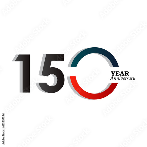 150 Year Anniversary Celebration Blue Color Vector Template Design Illustration
