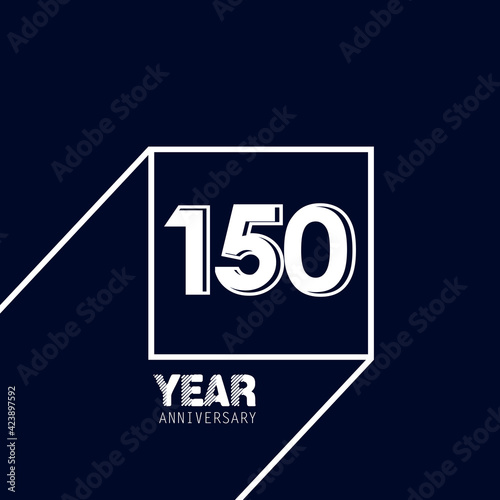 150 Year Anniversary Celebration Blue Color Vector Template Design Illustration