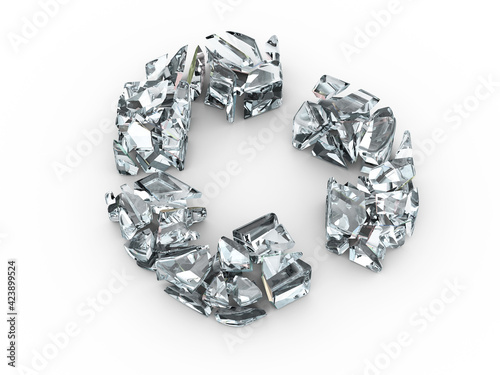 Broken glass recycle symbol