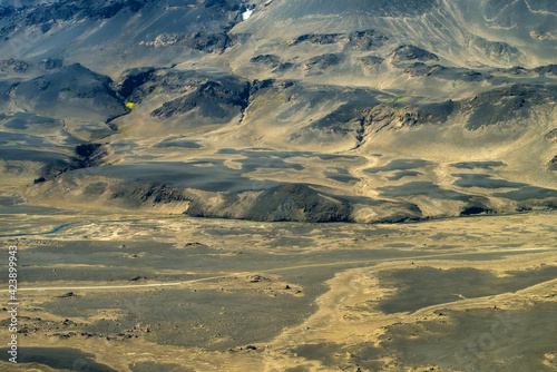 Icelandic landscape aerial photography captured from touristic airplane