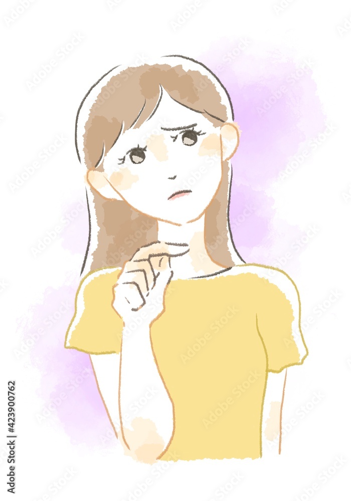 悩む女性のイラスト