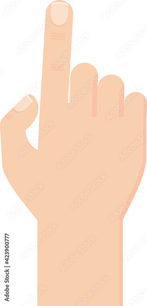 Hand points forward and up with the index finger. Hand points forward and up with the index finger.