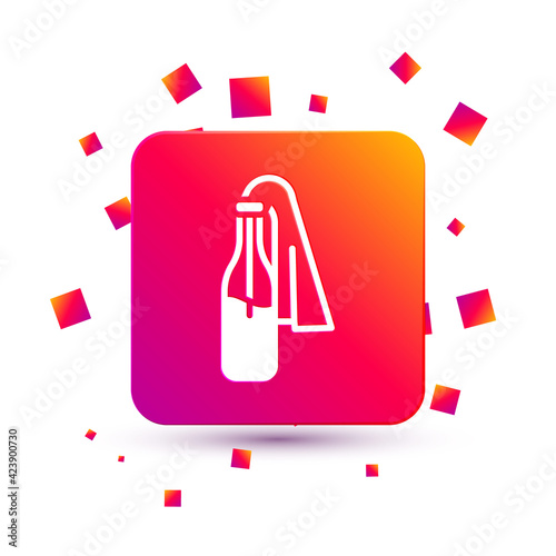 White Cocktail molotov icon isolated on white background. Square color button. Vector