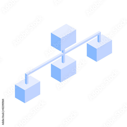 3d icon for hierarchical blocks.Vector illustration in modern isometric style. Isolated on white background