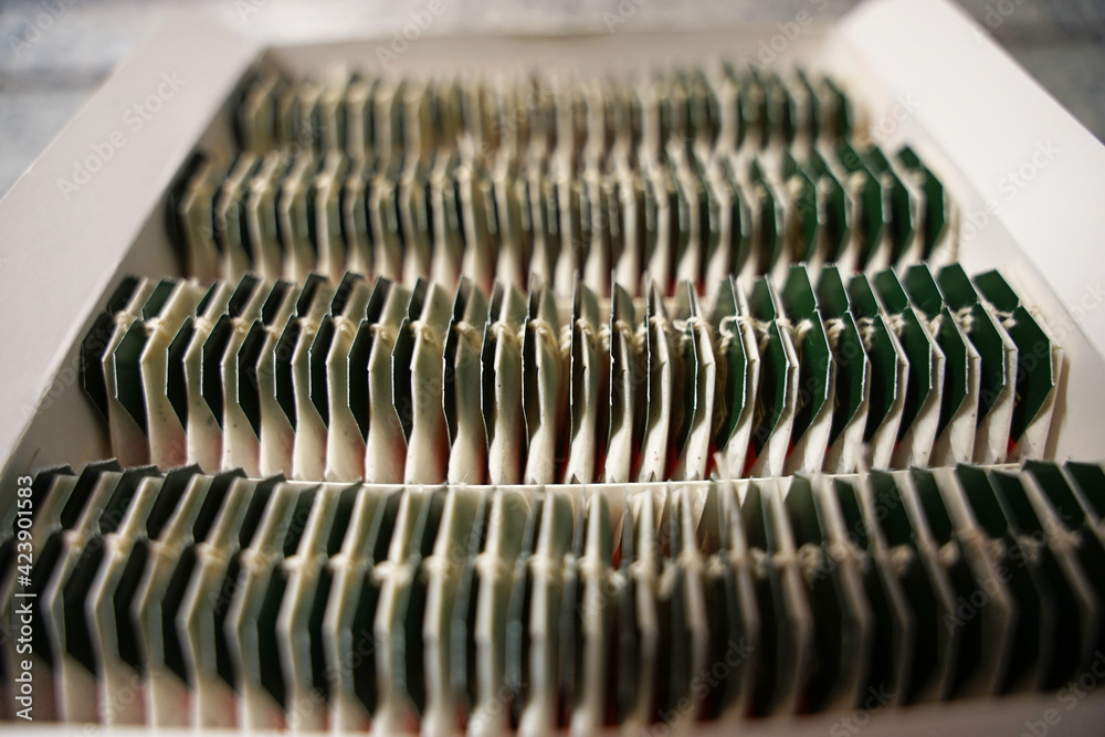 Tea bags arranged in rows, traditional tea packaging concept Tea bags arranged in rows, traditional tea packaging concept