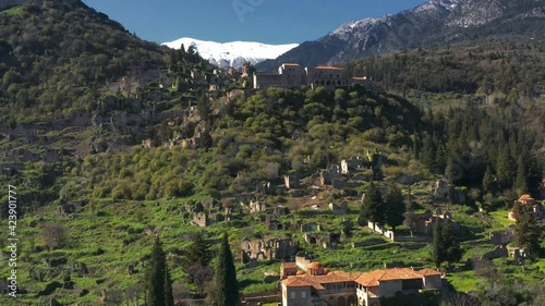 Aerial, The Ancient Mystras, Peloponnes, Greece photo