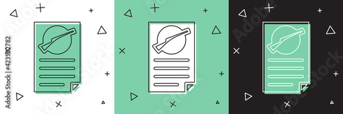 Set Firearms license certificate icon isolated on white and green, black background. Weapon permit. Vector
