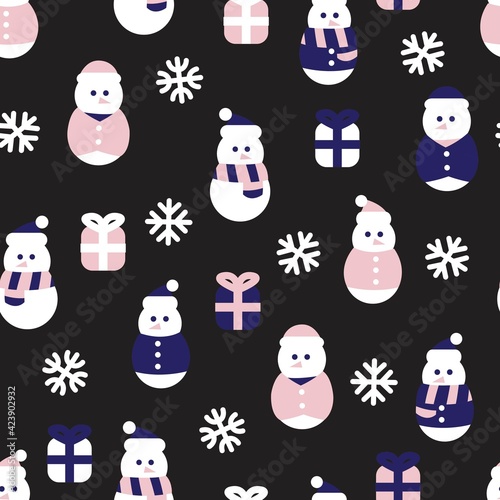 Pastel Christmas Snowman seamless pattern design