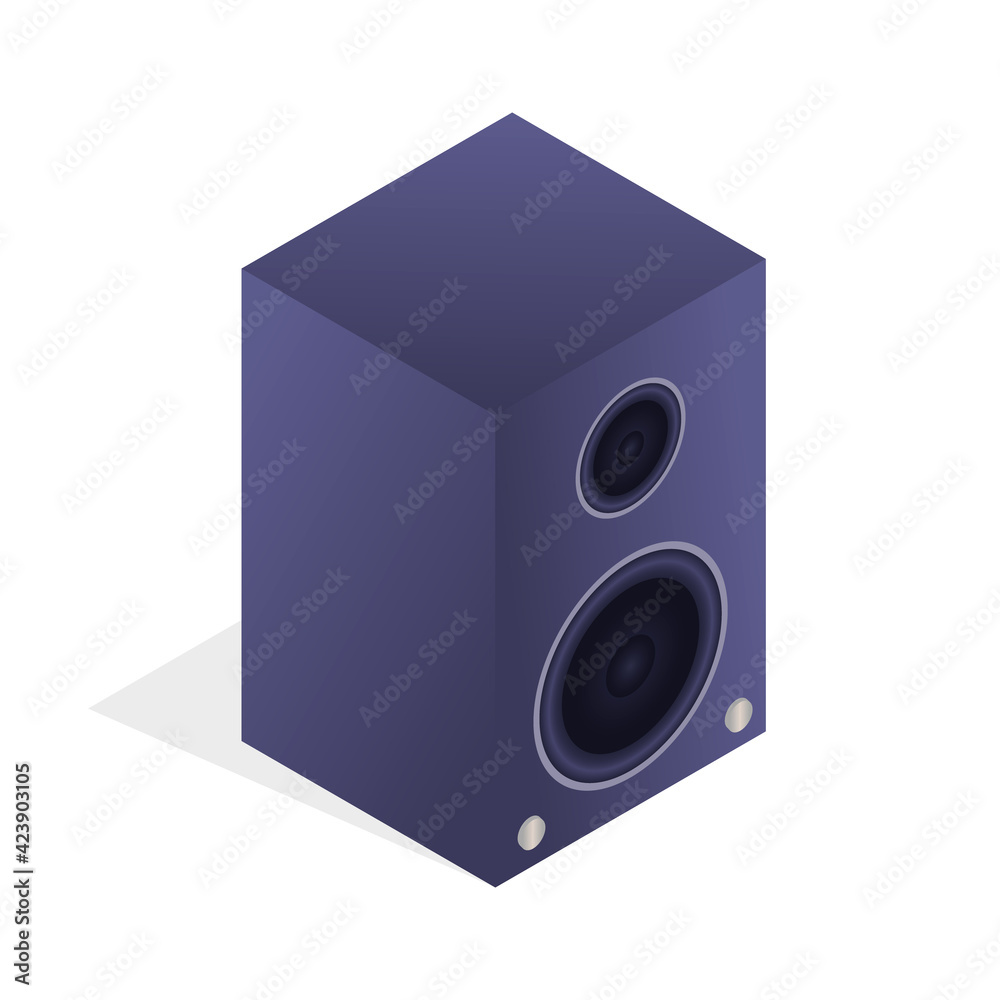 Obraz premium Music audio speakers. Isolated on a white background. Sound system, sound amplifier. Vector illustration