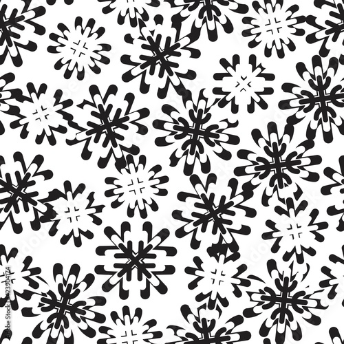 Black and White Christmas Snowflakes seamless pattern design
