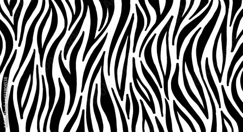 Zebra print, animal skin, tiger stripes, abstract pattern, line background, fabric. Vintage, retro 80s, 90s. Amazing hand drawn vector . Poster, banner. Black and white artwork, monochrome