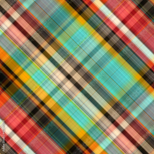 Plaid diagonal Pattern. Tartan colorful Background. Raster illustration.