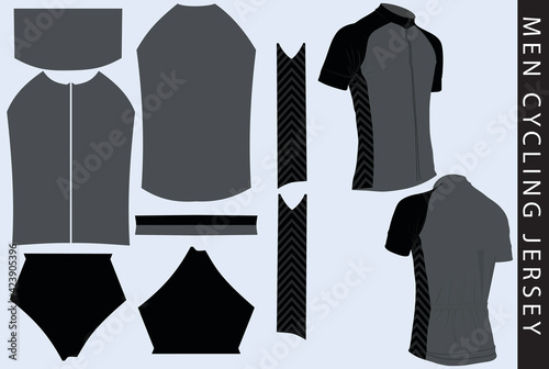 men cycling jersey design and pattern in gray and black colors