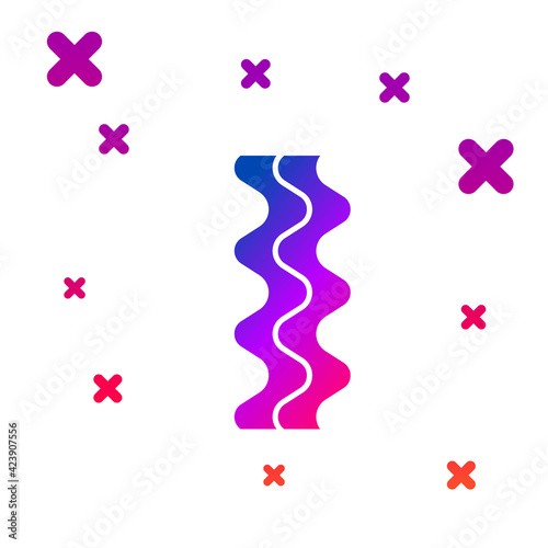 Blue Bacon stripe icon isolated on white background. Abstract circle random dots. Vector