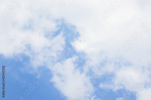 Blue cloudy fluffy sky, Abstract Background.