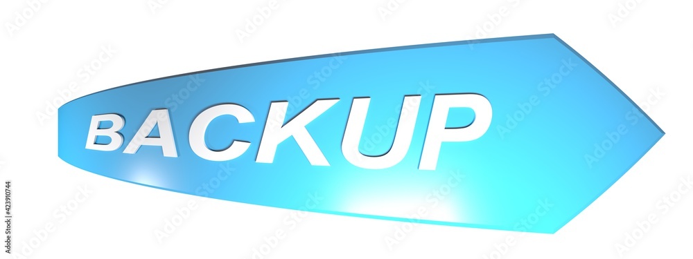 BACKUP blue arrow isolated on white background - 3D rendering illustration BACKUP blue arrow isolated on white background - 3D rendering illustration
