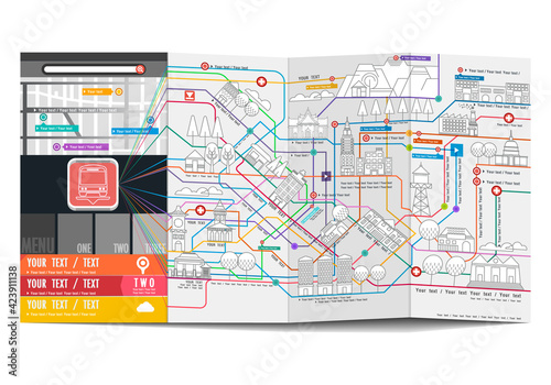 City transport scheme digital brochure, Public transportation infographic, Vector illustration