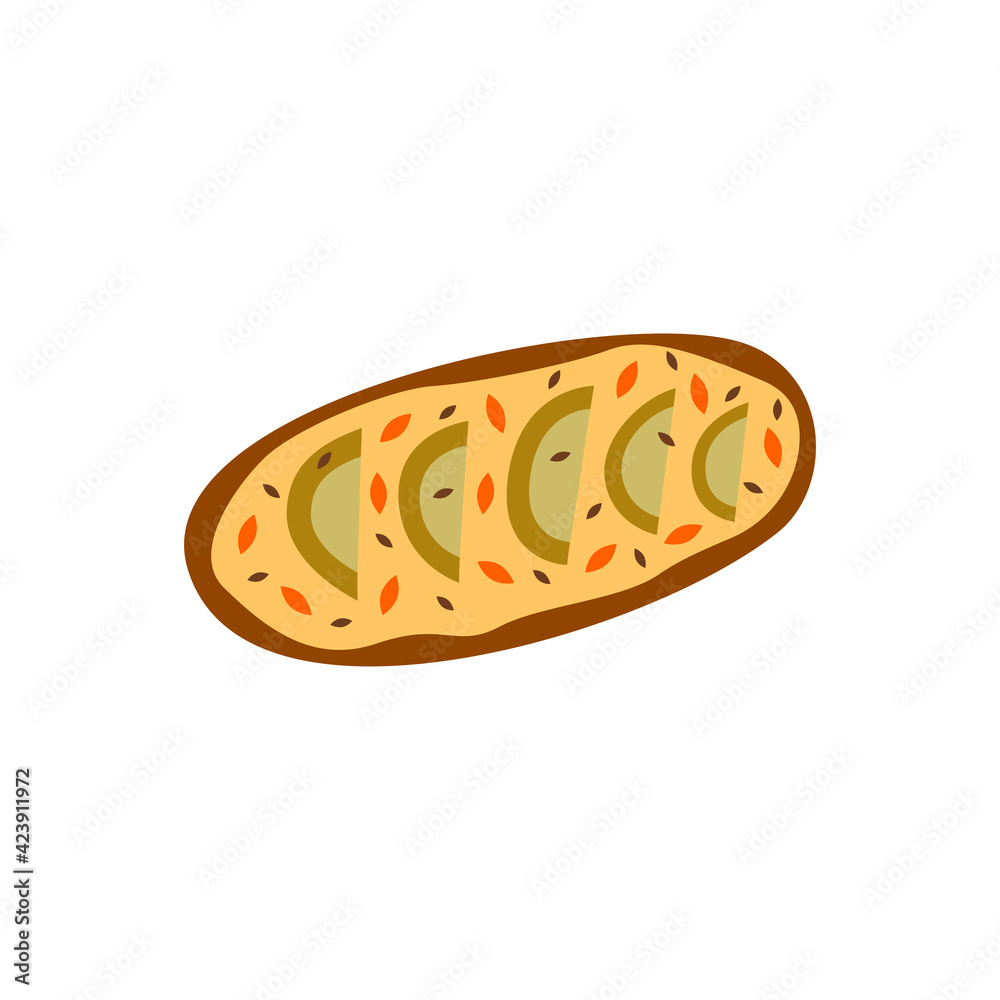 Sandwich with avocado slices, sesame seeds and nuts, curd cheese, breakfast or snack. Colorful hand drawn illustration vector Sandwich with avocado slices, sesame seeds and nuts, curd cheese, breakfast or snack. Colorful hand drawn illustration vector