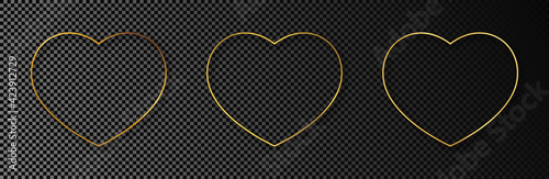 Gold glowing heart shape frame