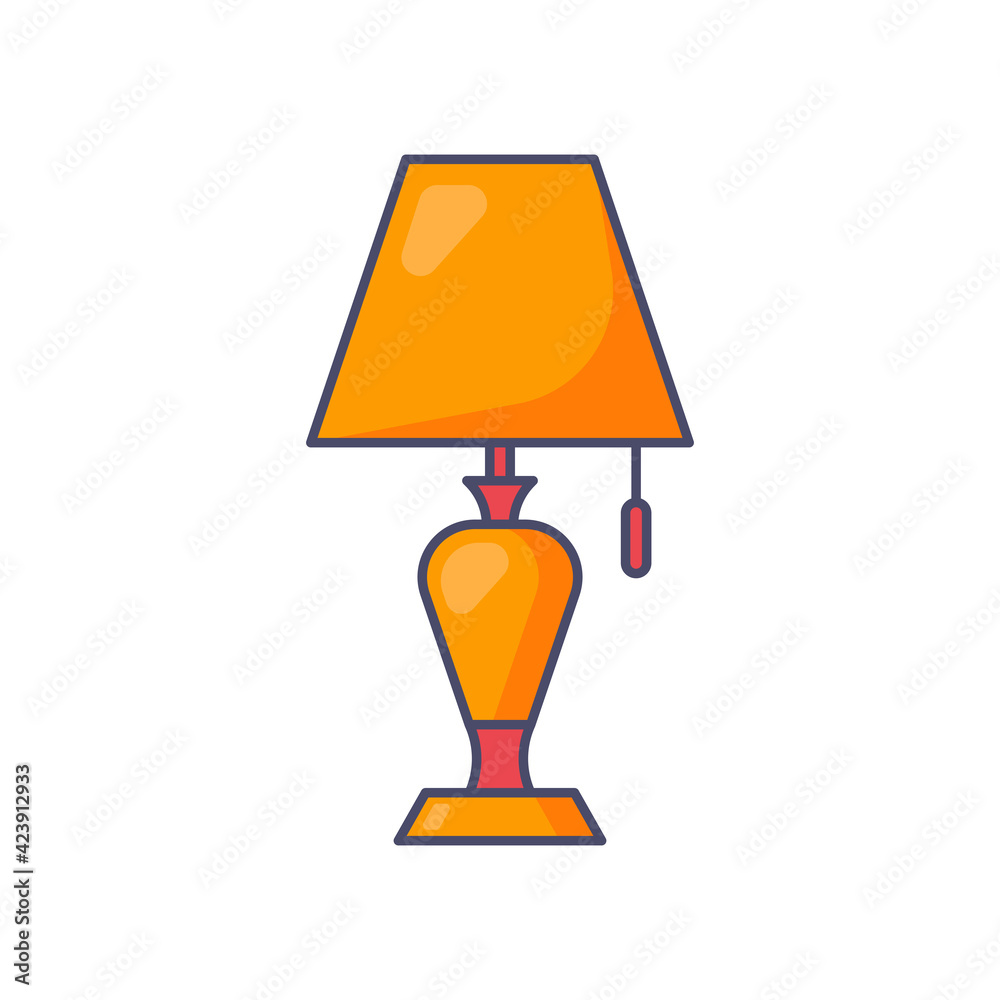 Table lamp icon for home and office. Line art. Vector illustration Table lamp icon for home and office. Line art. Vector illustration