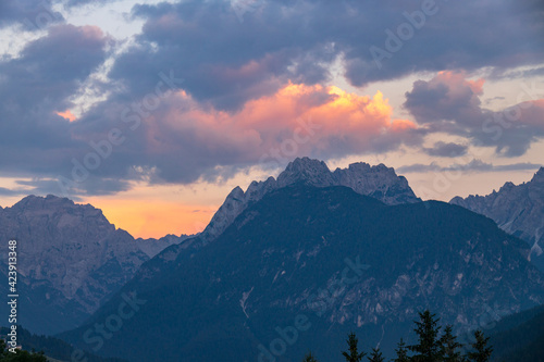 Sunset in the Dolomites at Candide, Veneto, Italy