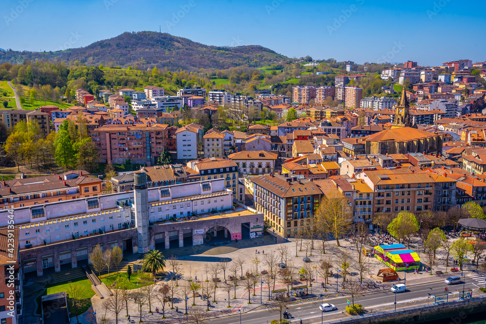 Fototapeta premium Aerial view of the Errenteria city skyline from above. Gipuzkoa, Basque Country. Spain