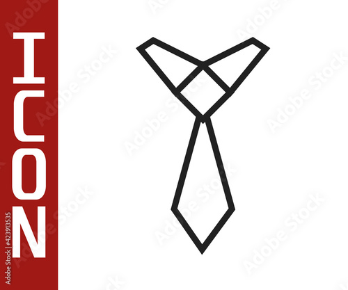 Black line Tie icon isolated on white background. Necktie and neckcloth symbol. Vector